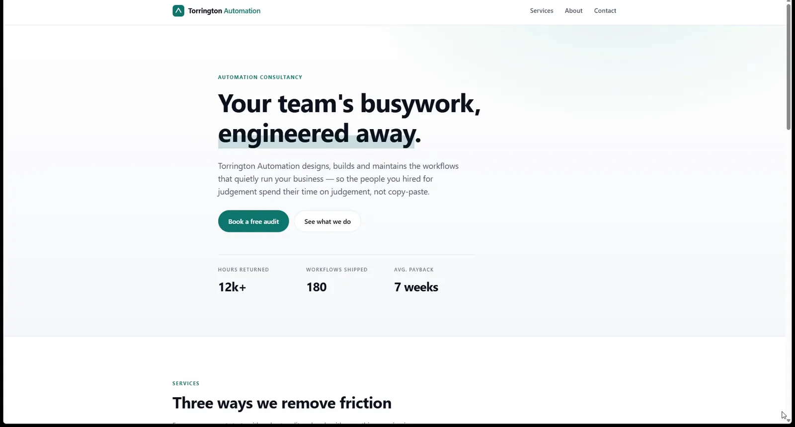 The finished landing page DeepSeek Harness built and published on the VPS